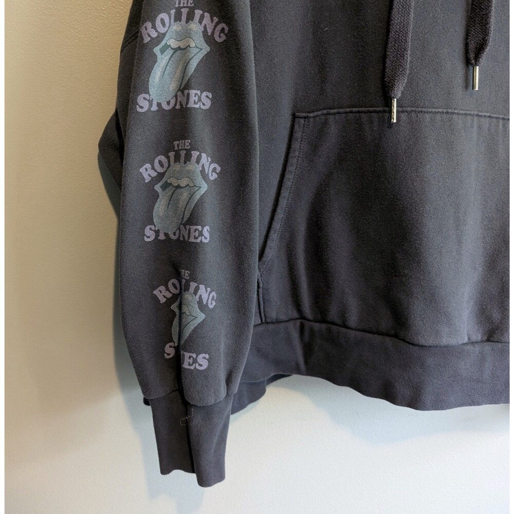 American Eagle Rolling Stones Hoodie Mens Small Black Graphic Tongue Logo Band - Picture 3 of 6